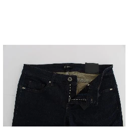 Blue Cotton Blend Slim Fit Jeans