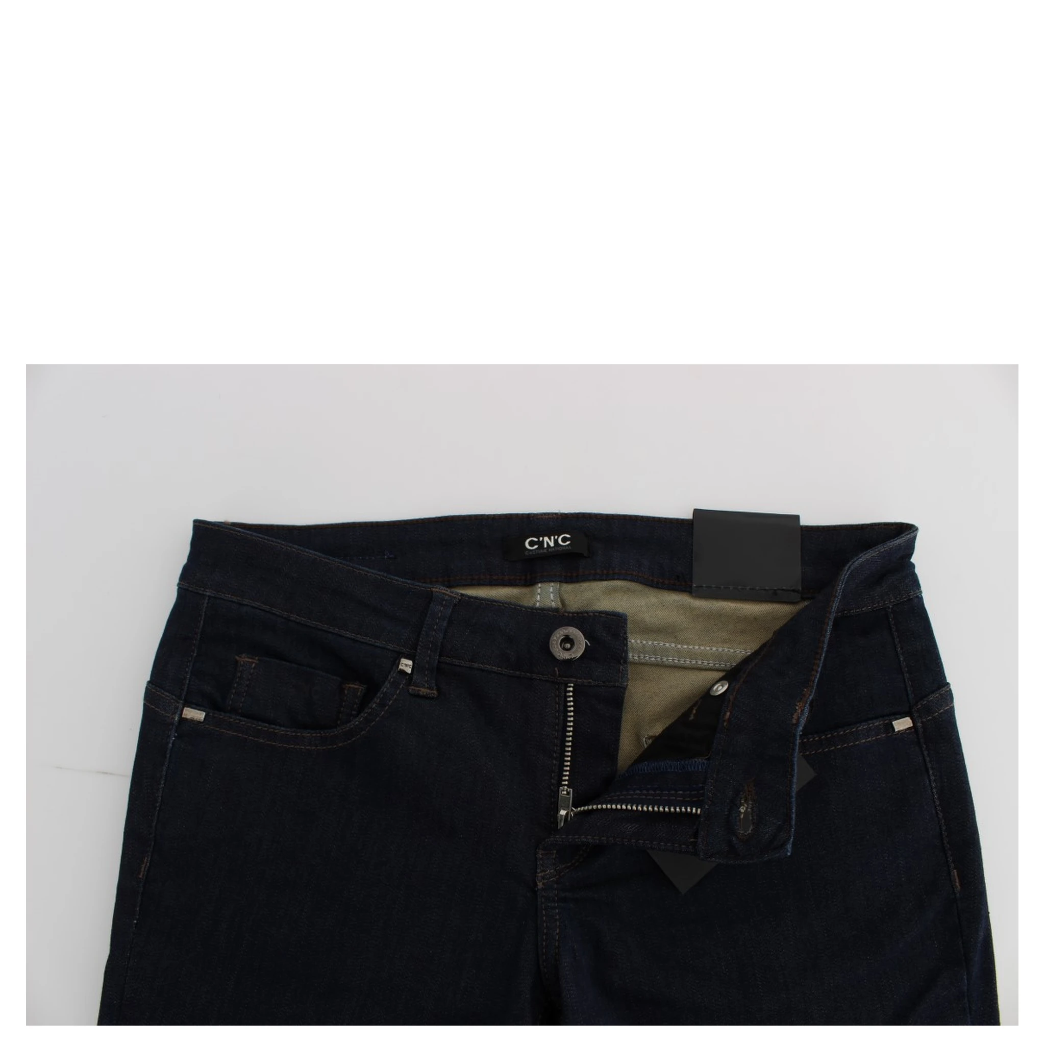 Blue Cotton Blend Slim Fit Jeans
