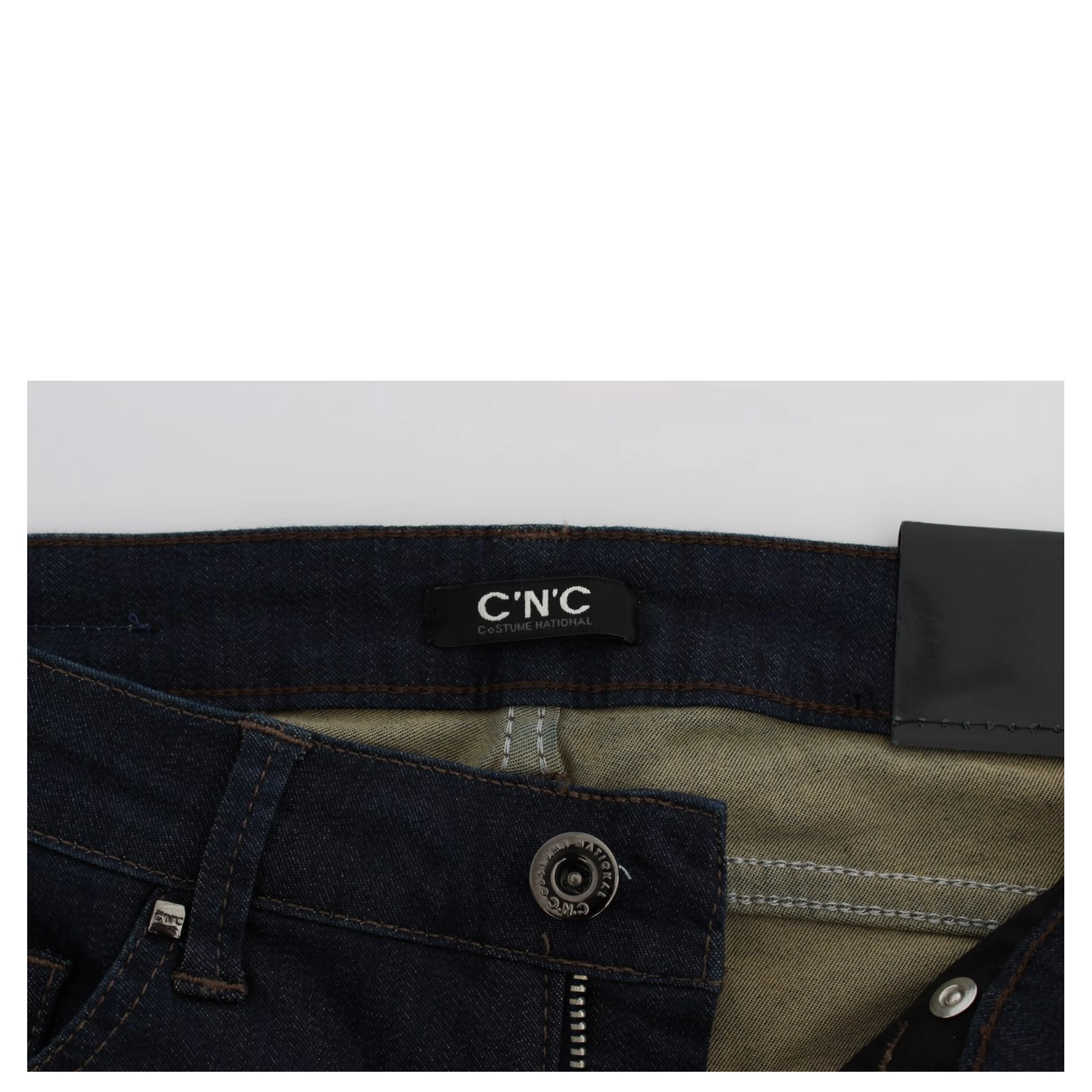 Blue Cotton Blend Slim Fit Jeans