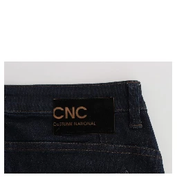 Blue Cotton Blend Slim Fit Jeans