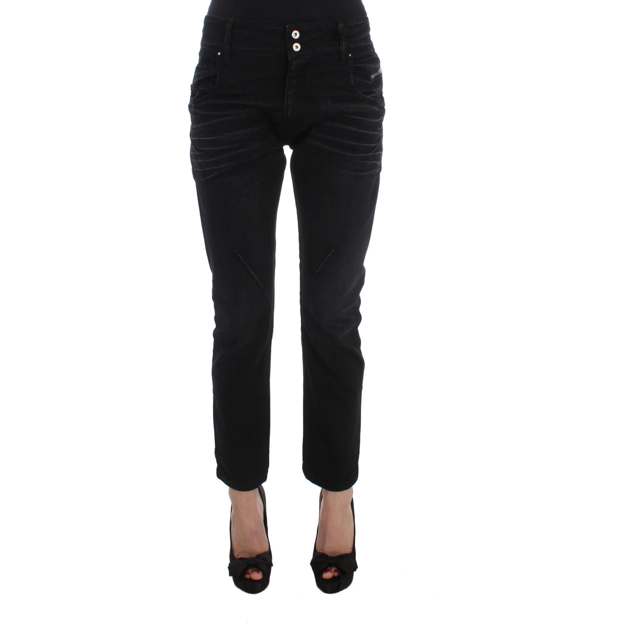 Black Cotton Slouchy Slims Fit Jeans