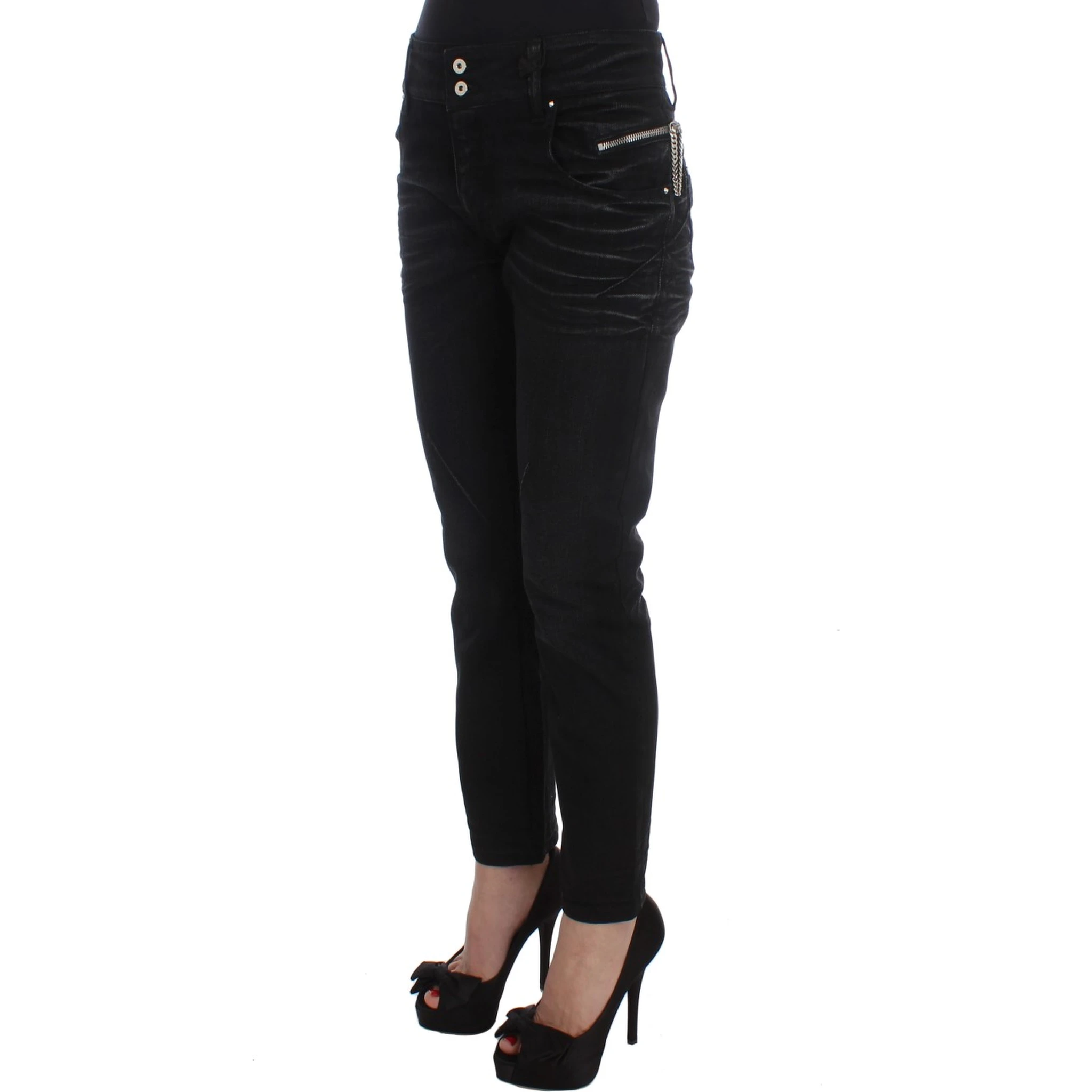 Black Cotton Slouchy Slims Fit Jeans