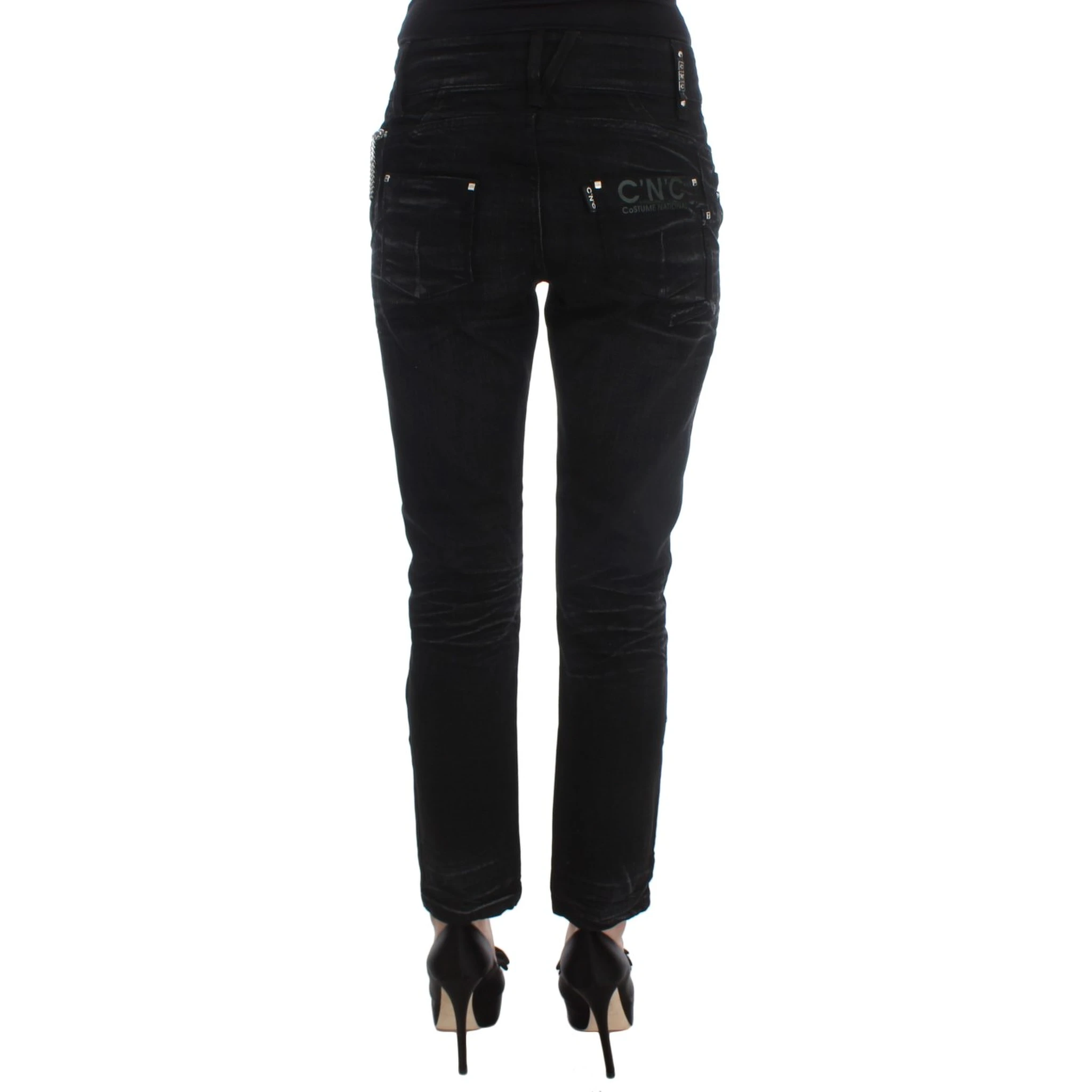Black Cotton Slouchy Slims Fit Jeans