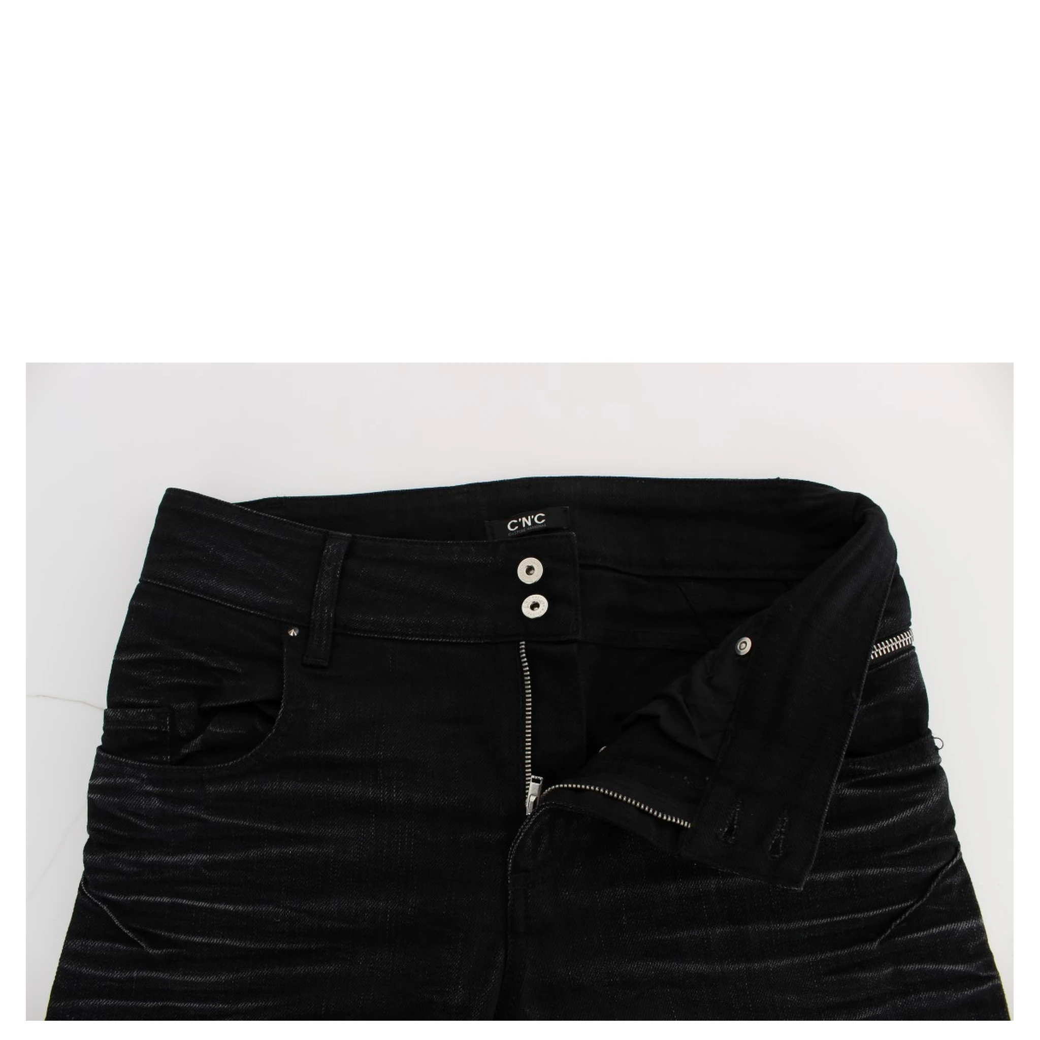 Black Cotton Slouchy Slims Fit Jeans