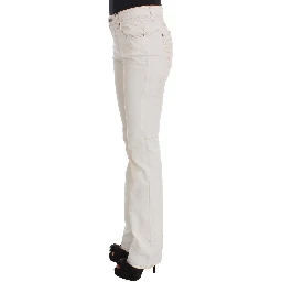 White Cotton Slim Fit Bootcut Jeans