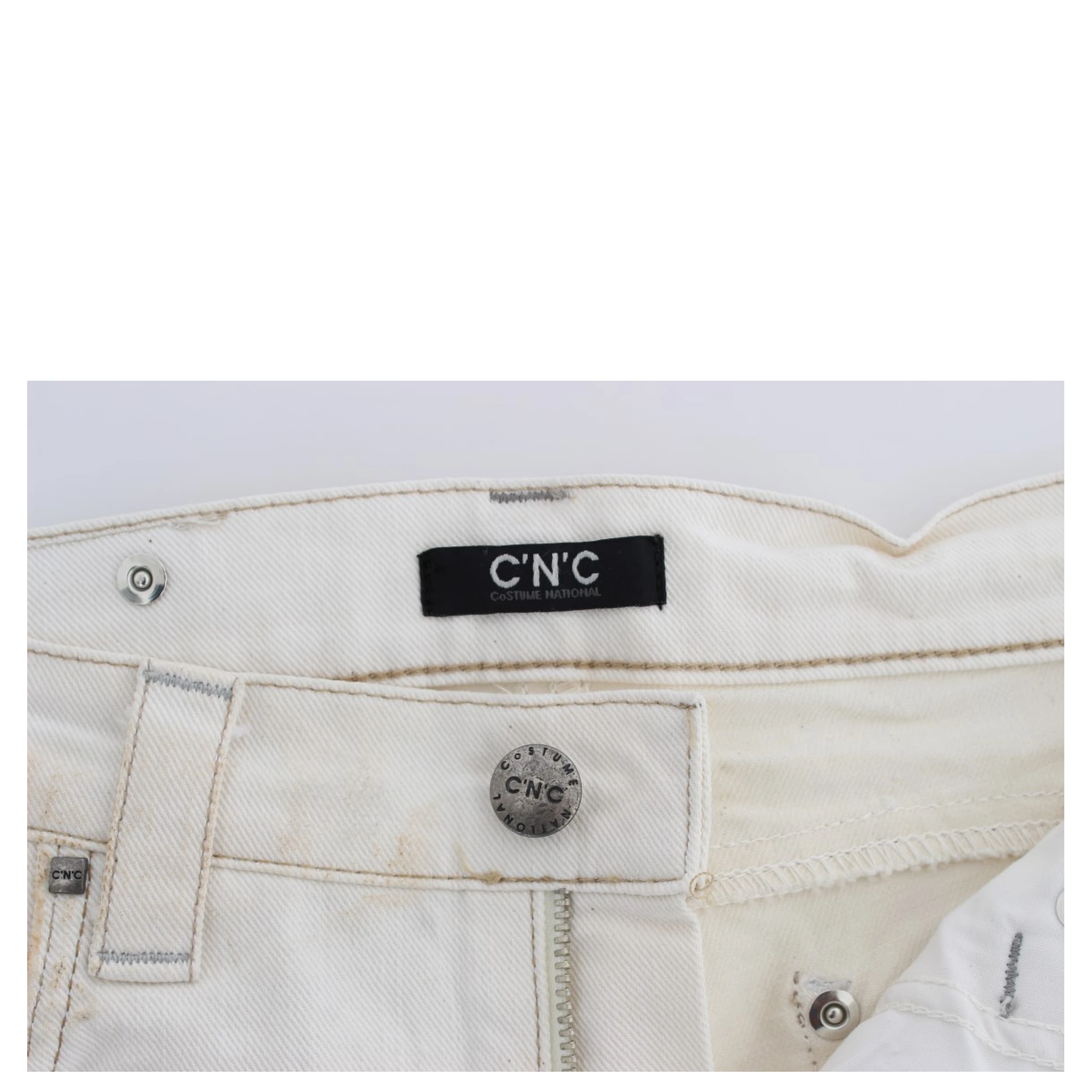 White Cotton Slim Fit Bootcut Jeans