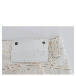 White Cotton Slim Fit Bootcut Jeans
