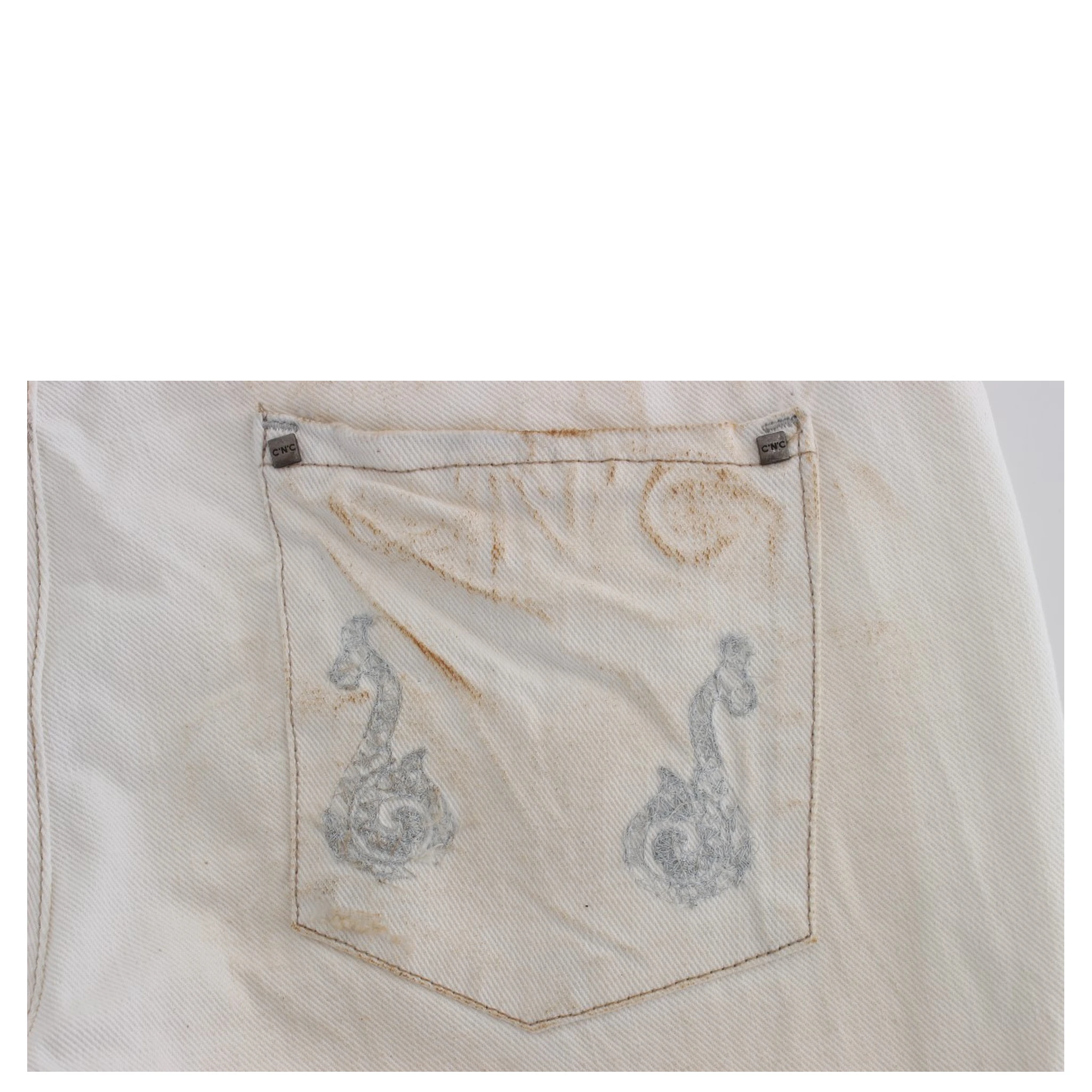 White Cotton Slim Fit Bootcut Jeans