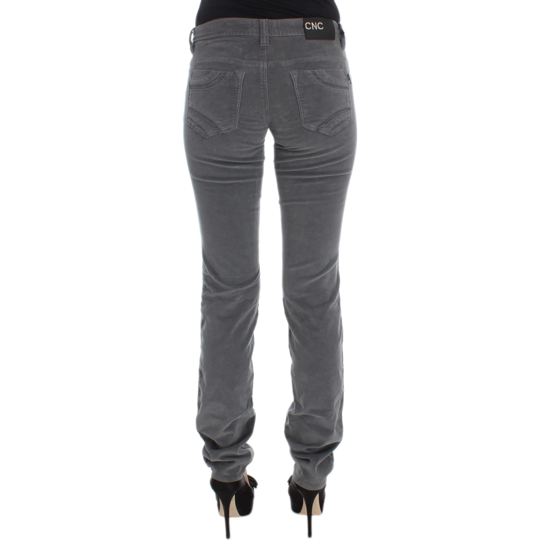 Gray Cotton Super Slim Corduroys Jeans