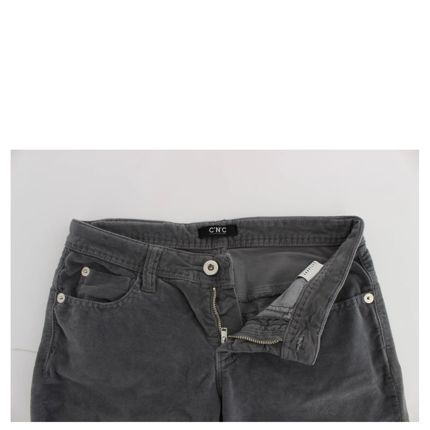 Gray Cotton Super Slim Corduroys Jeans