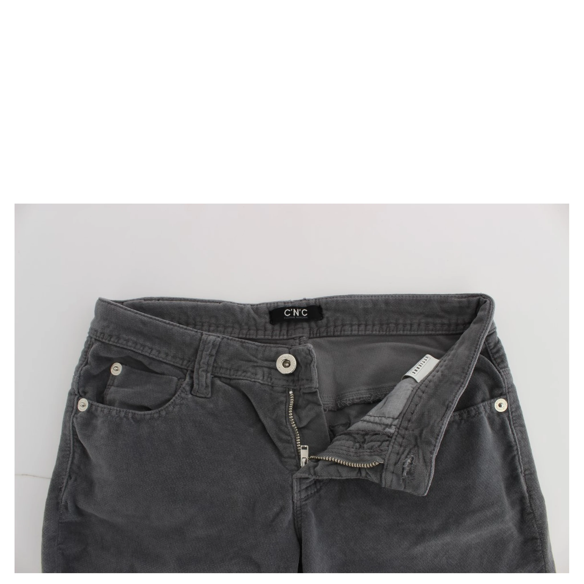 Gray Cotton Super Slim Corduroys Jeans