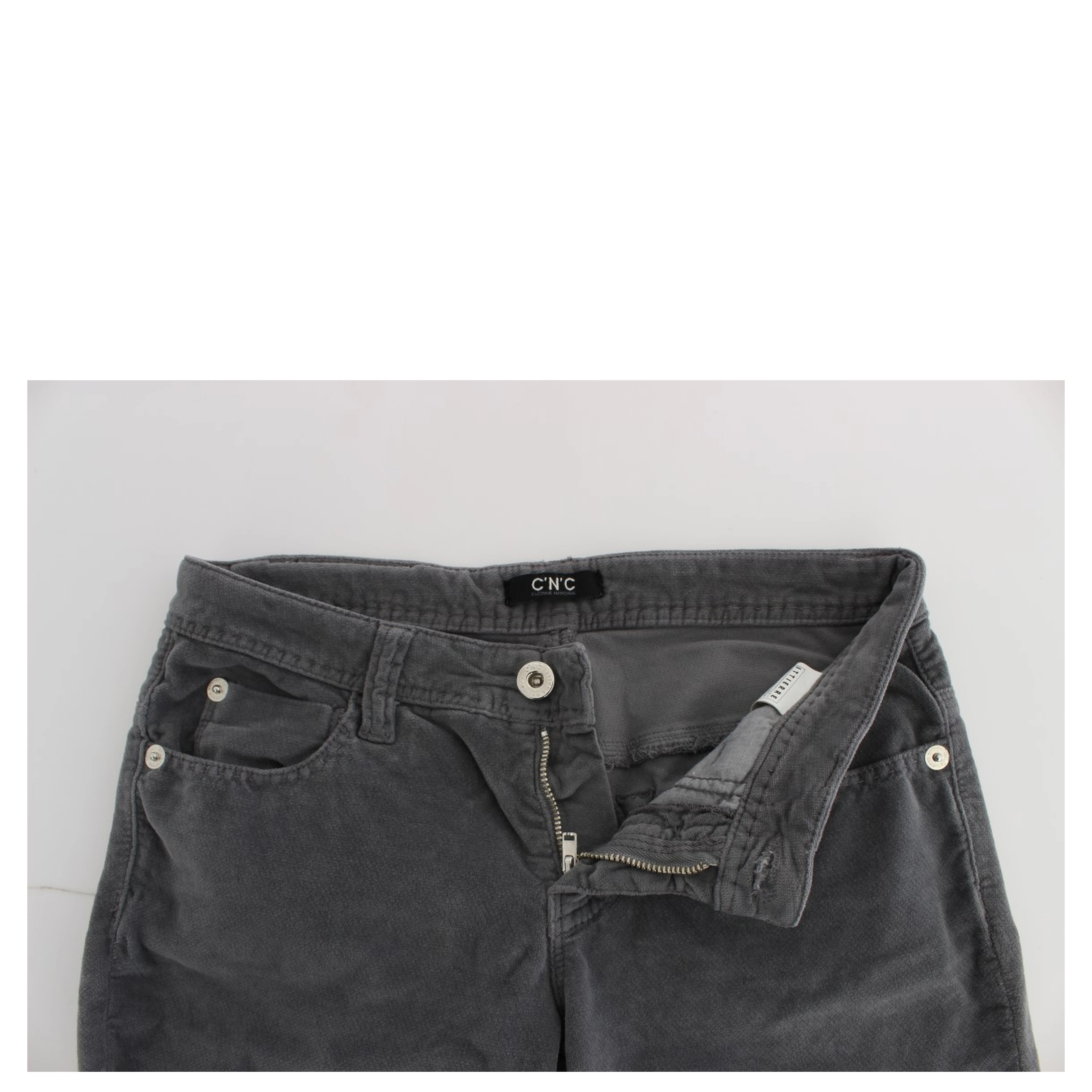 Gray Cotton Super Slim Corduroys Jeans