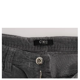 Gray Cotton Super Slim Corduroys Jeans