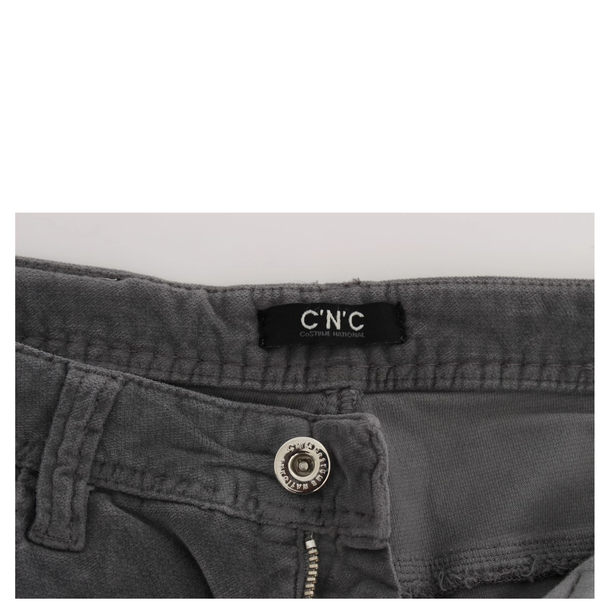 Gray Cotton Super Slim Corduroys Jeans