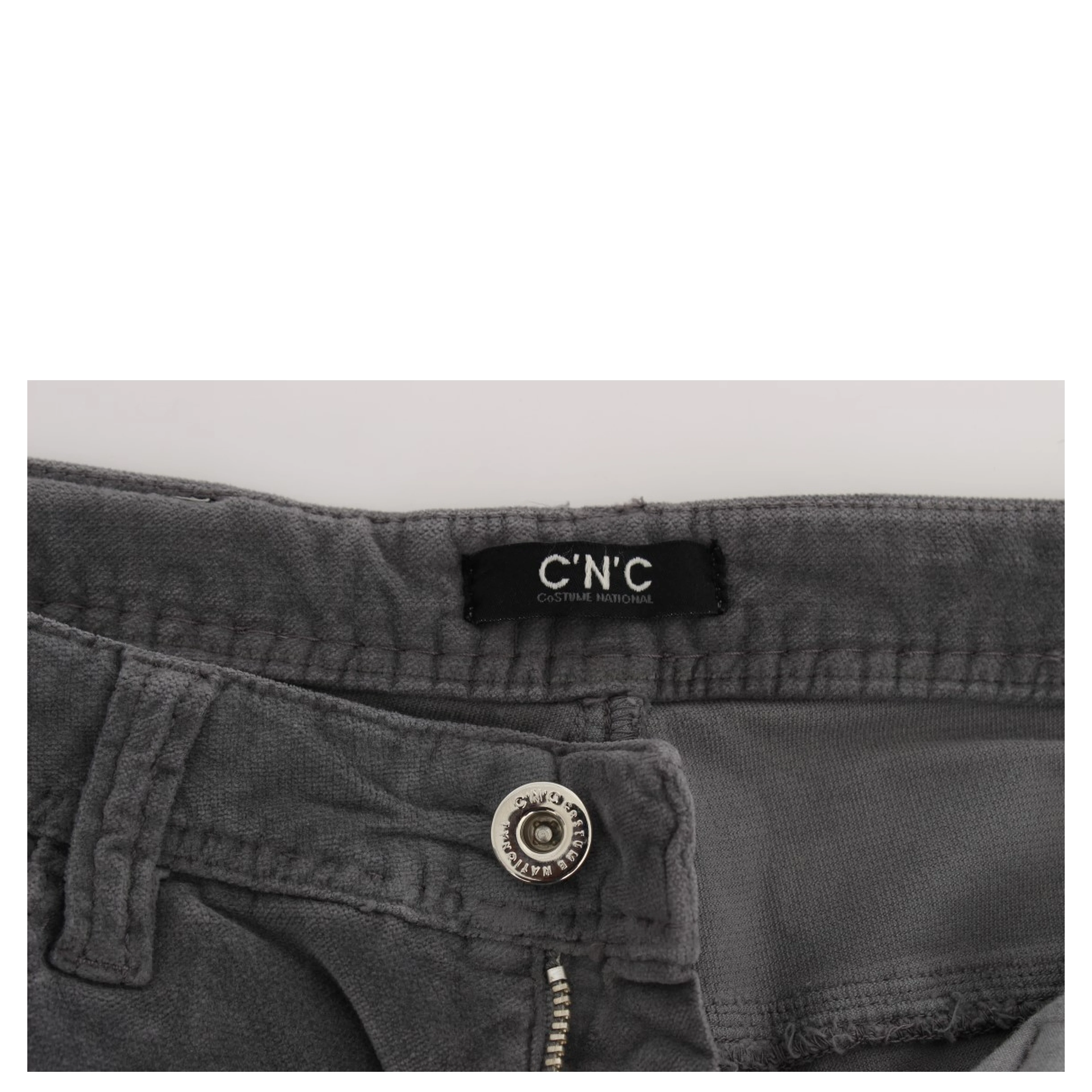 Gray Cotton Super Slim Corduroys Jeans