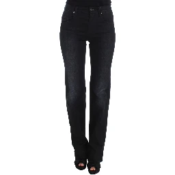 Blue Cotton Blend Slim Fit Bootcut Jeans