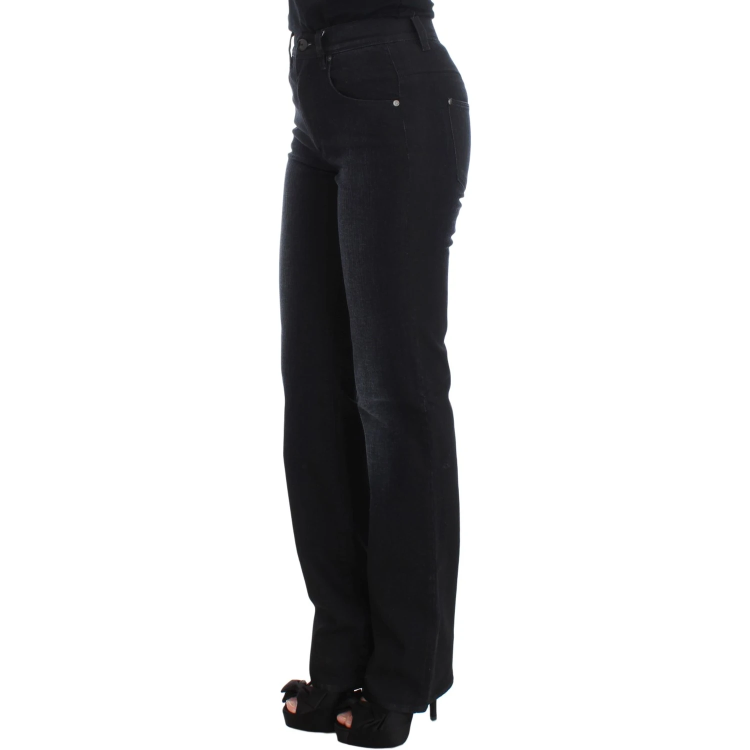 Blue Cotton Blend Slim Fit Bootcut Jeans