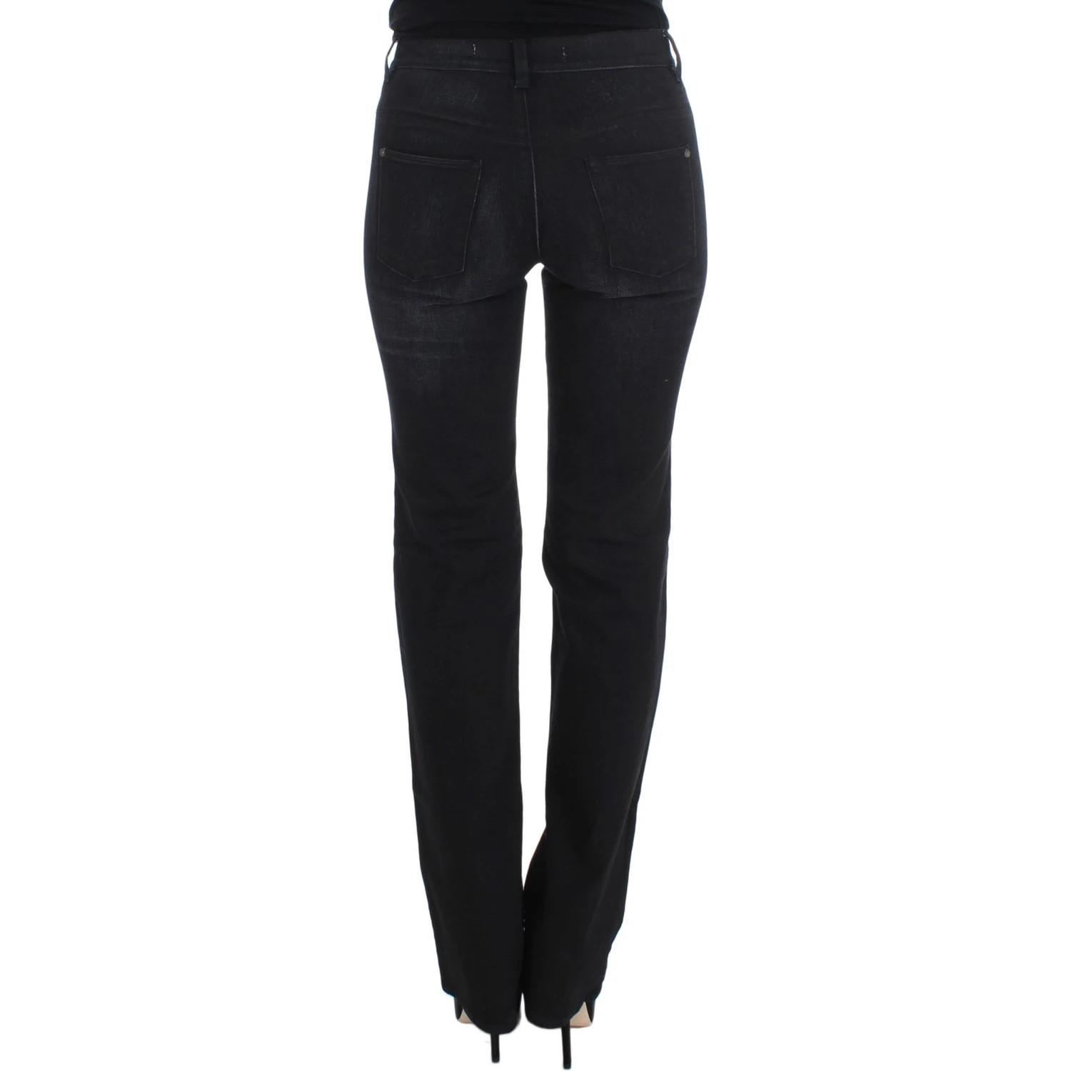 Blue Cotton Blend Slim Fit Bootcut Jeans