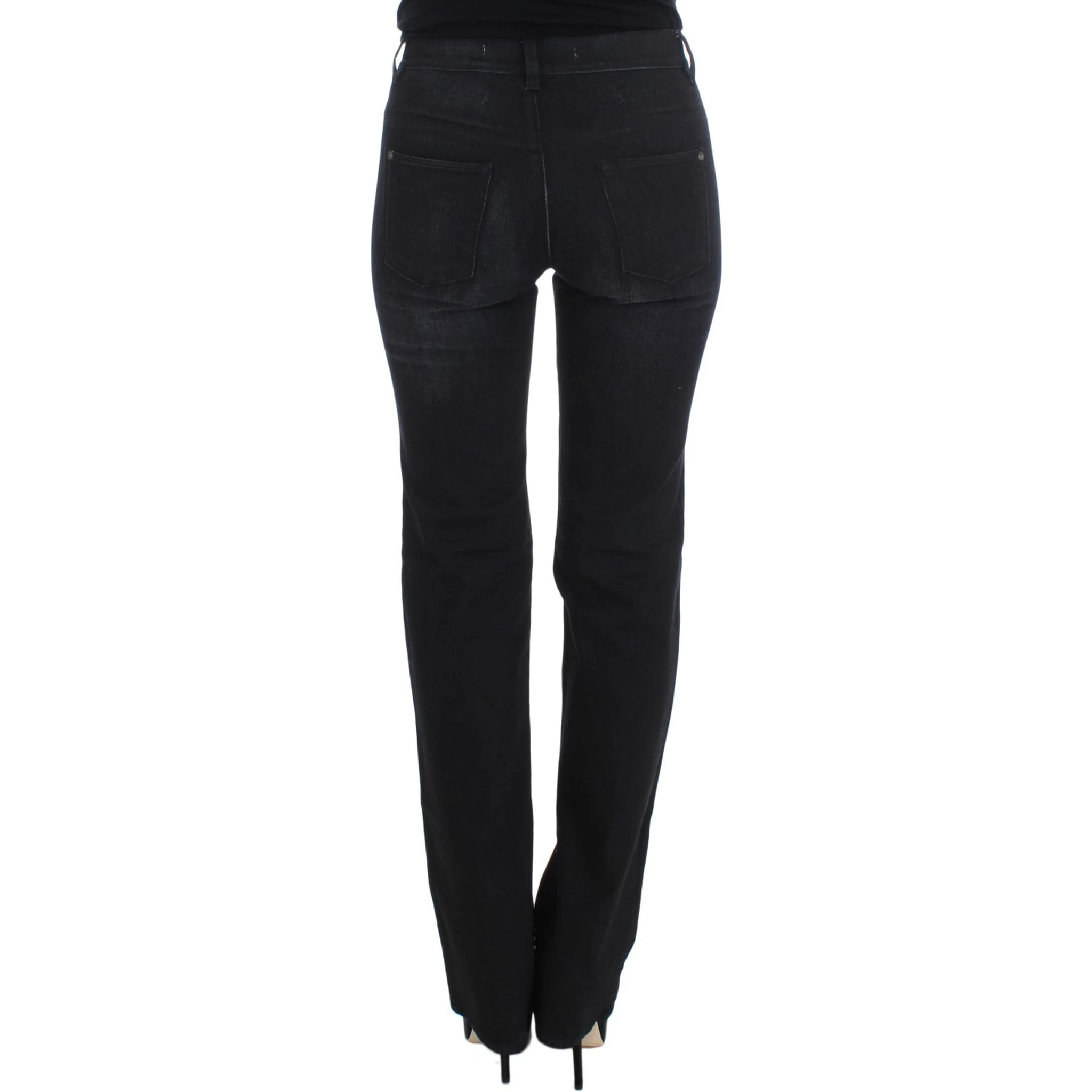 Blue Cotton Blend Slim Fit Bootcut Jeans