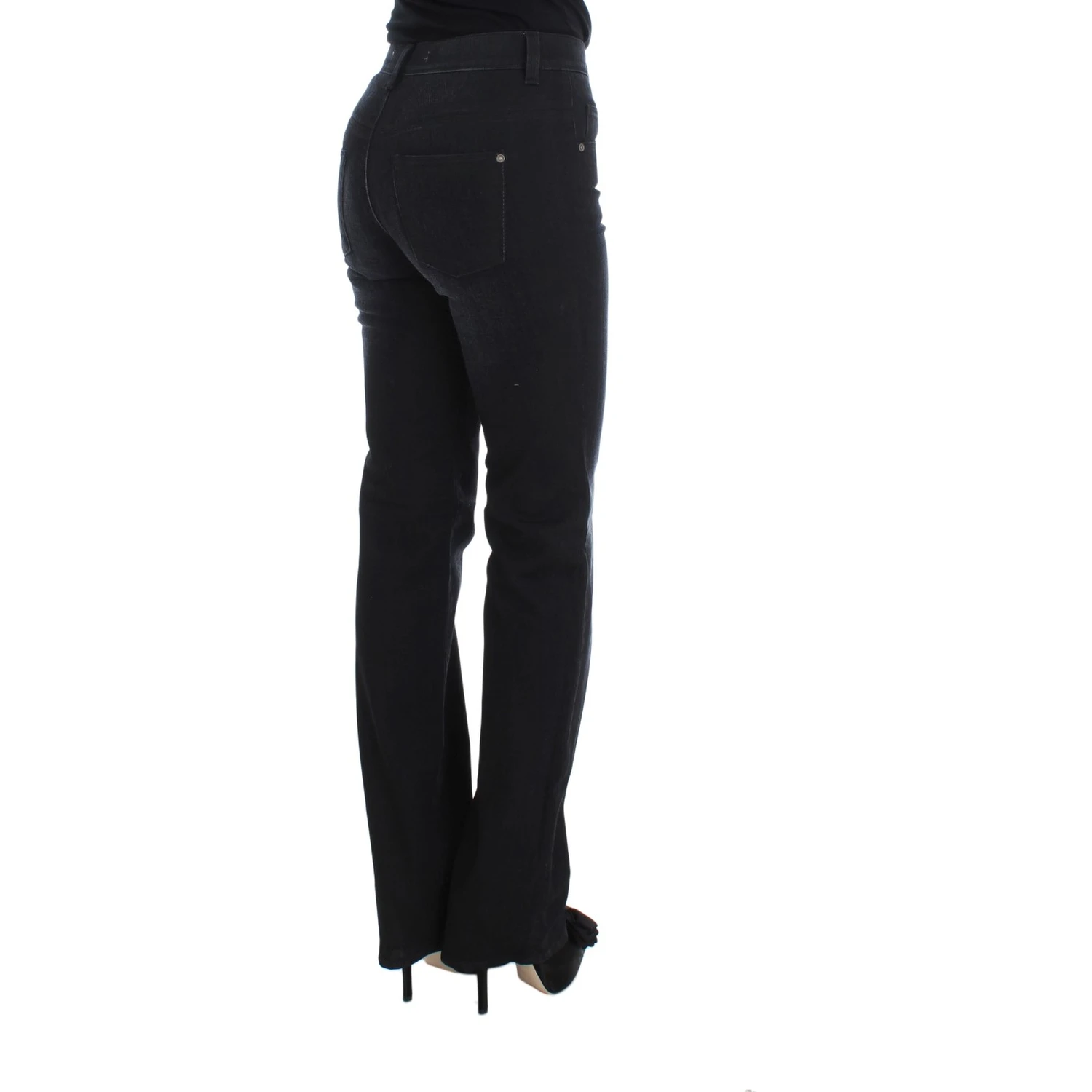 Blue Cotton Blend Slim Fit Bootcut Jeans