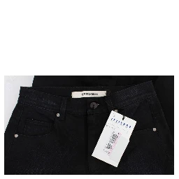 Blue Cotton Blend Slim Fit Bootcut Jeans