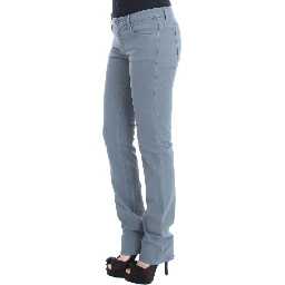 Blue Cotton Blend Slim Fit Bootcut Jeans