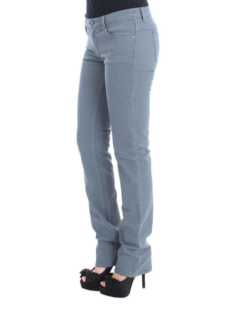 Blue Cotton Blend Slim Fit Bootcut Jeans alternative