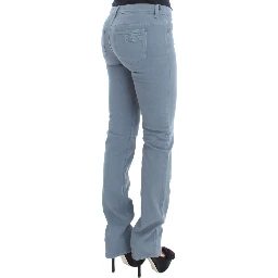 Blue Cotton Blend Slim Fit Bootcut Jeans