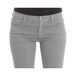 Blue Cotton Blend Slim Fit Bootcut Jeans