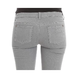 Blue Cotton Blend Slim Fit Bootcut Jeans