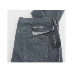 Blue Cotton Blend Slim Fit Bootcut Jeans