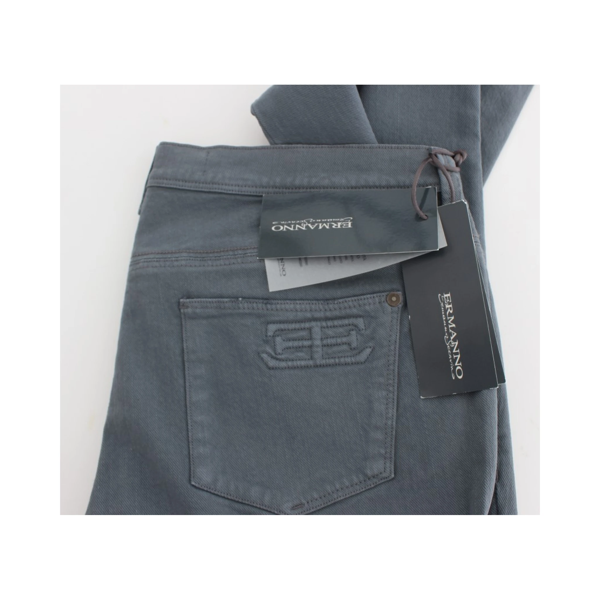 Blue Cotton Blend Slim Fit Bootcut Jeans