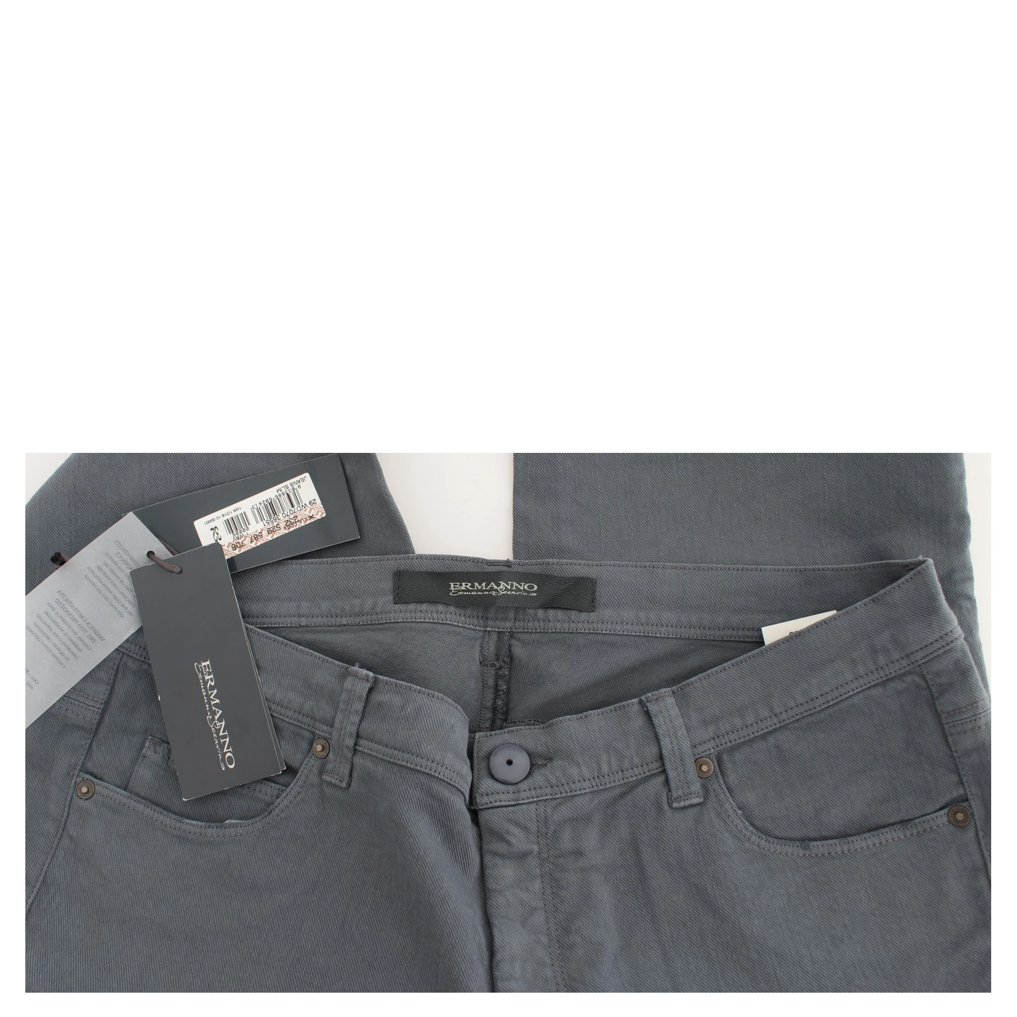 Blue Cotton Blend Slim Fit Bootcut Jeans