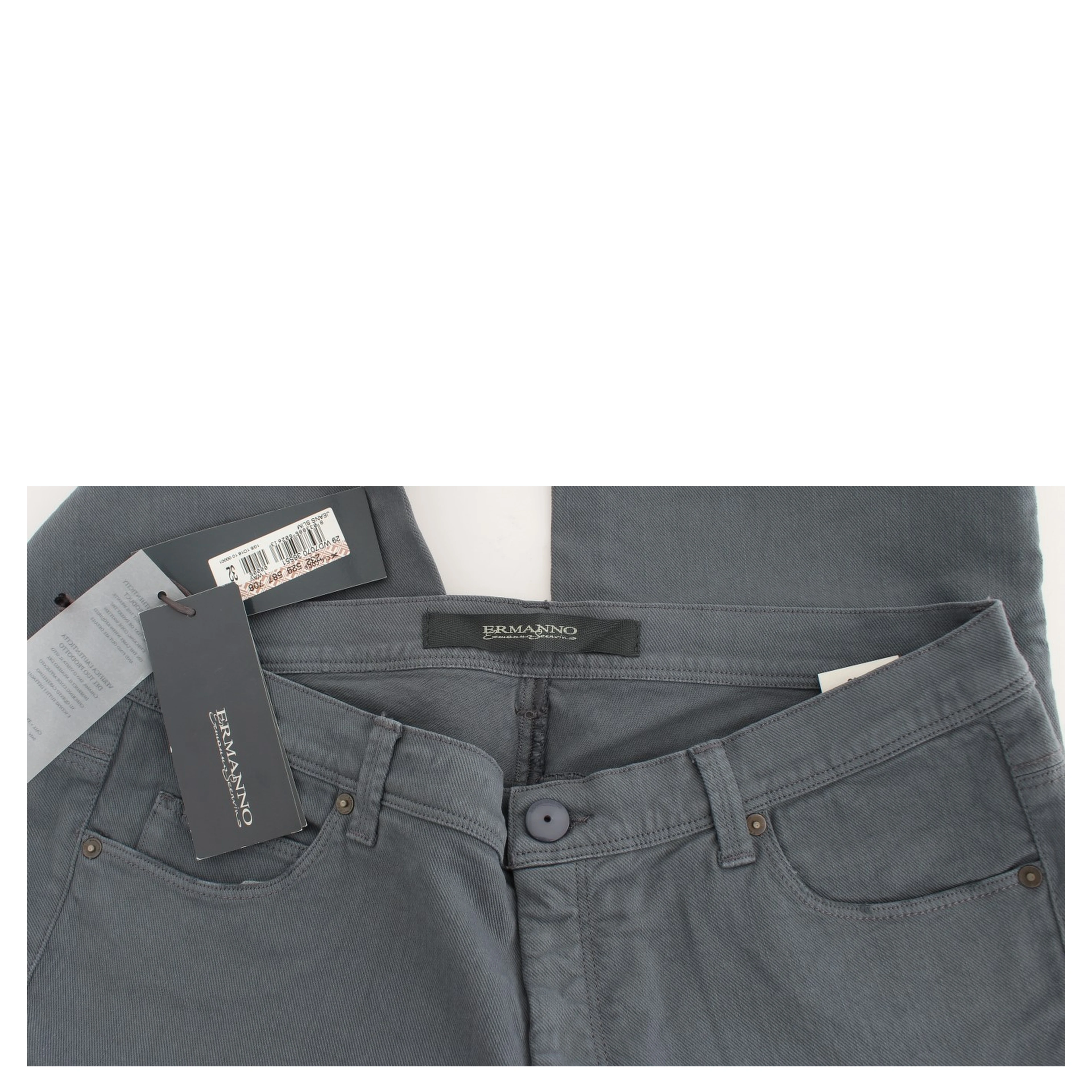 Blue Cotton Blend Slim Fit Bootcut Jeans