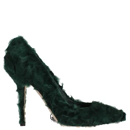 Green Xiangao Lamb Fur Leather Pumps
