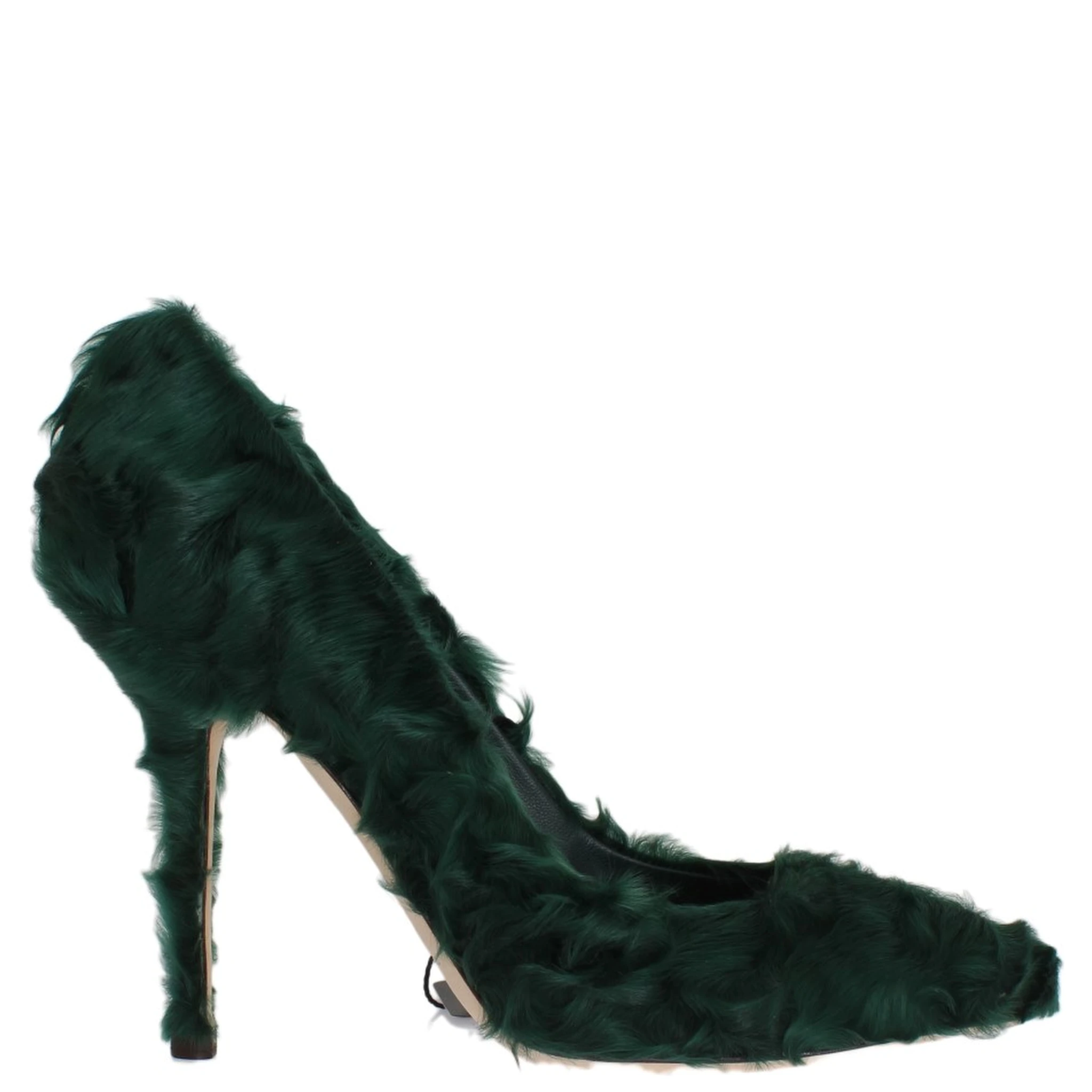 Green Xiangao Lamb Fur Leather Pumps