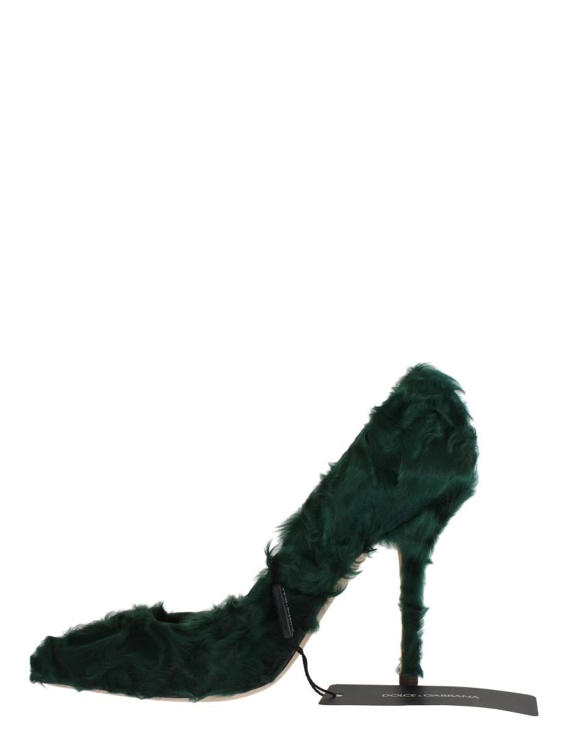 Green Xiangao Lamb Fur Leather Pumps
