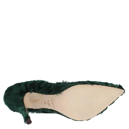 Green Xiangao Lamb Fur Leather Pumps