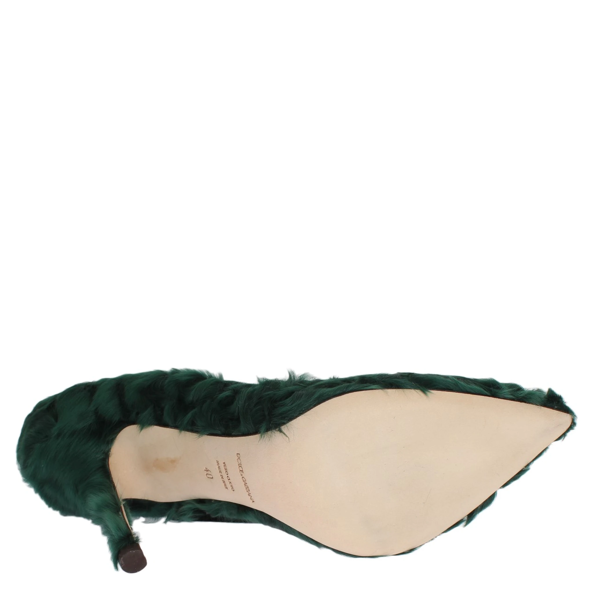 Green Xiangao Lamb Fur Leather Pumps