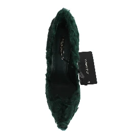 Green Xiangao Lamb Fur Leather Pumps