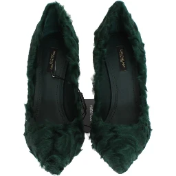 Green Xiangao Lamb Fur Leather Pumps