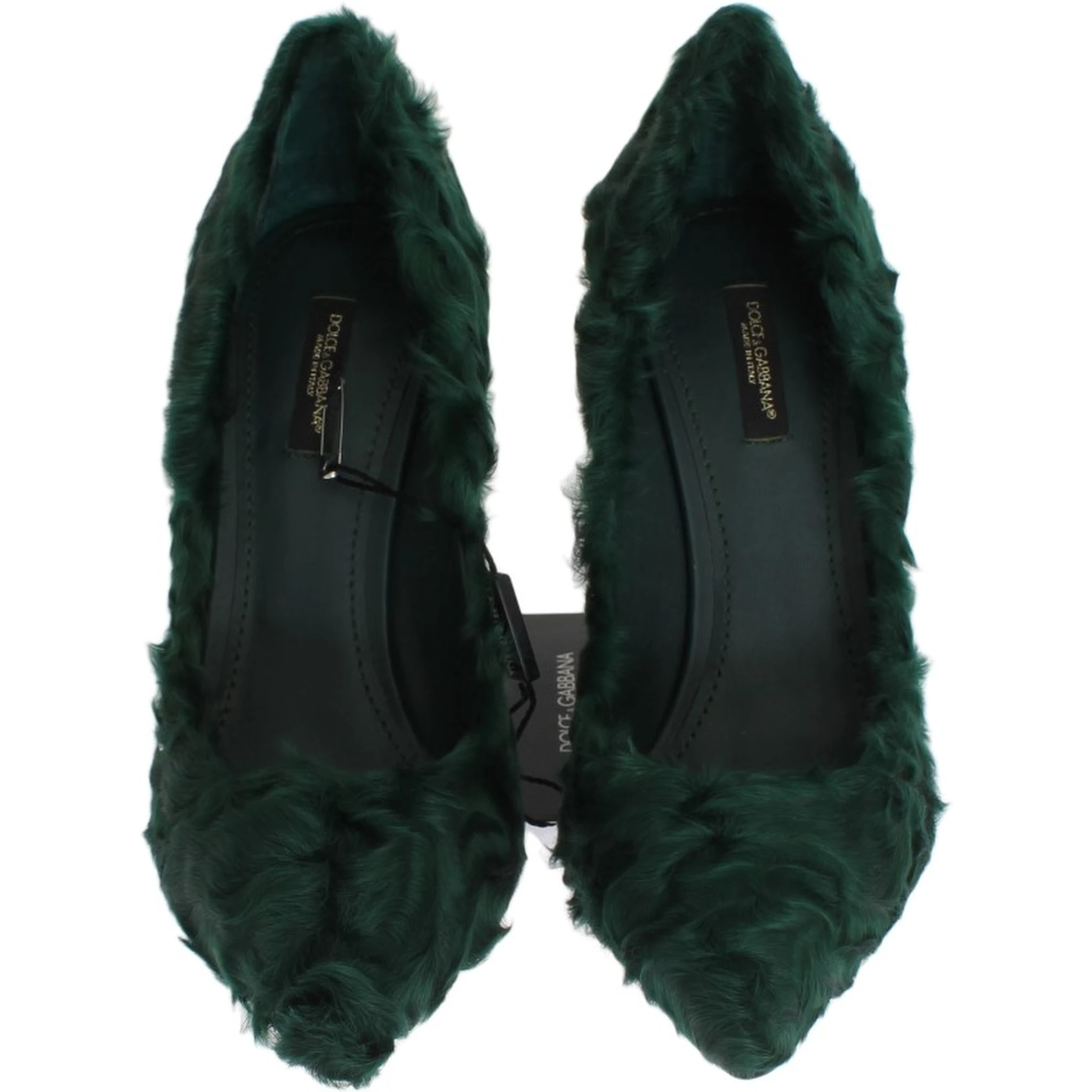 Green Xiangao Lamb Fur Leather Pumps