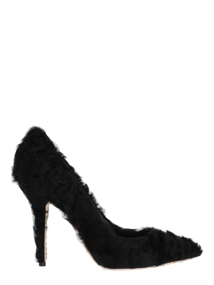 Black Xiangao Lamb Fur Leather Pumps