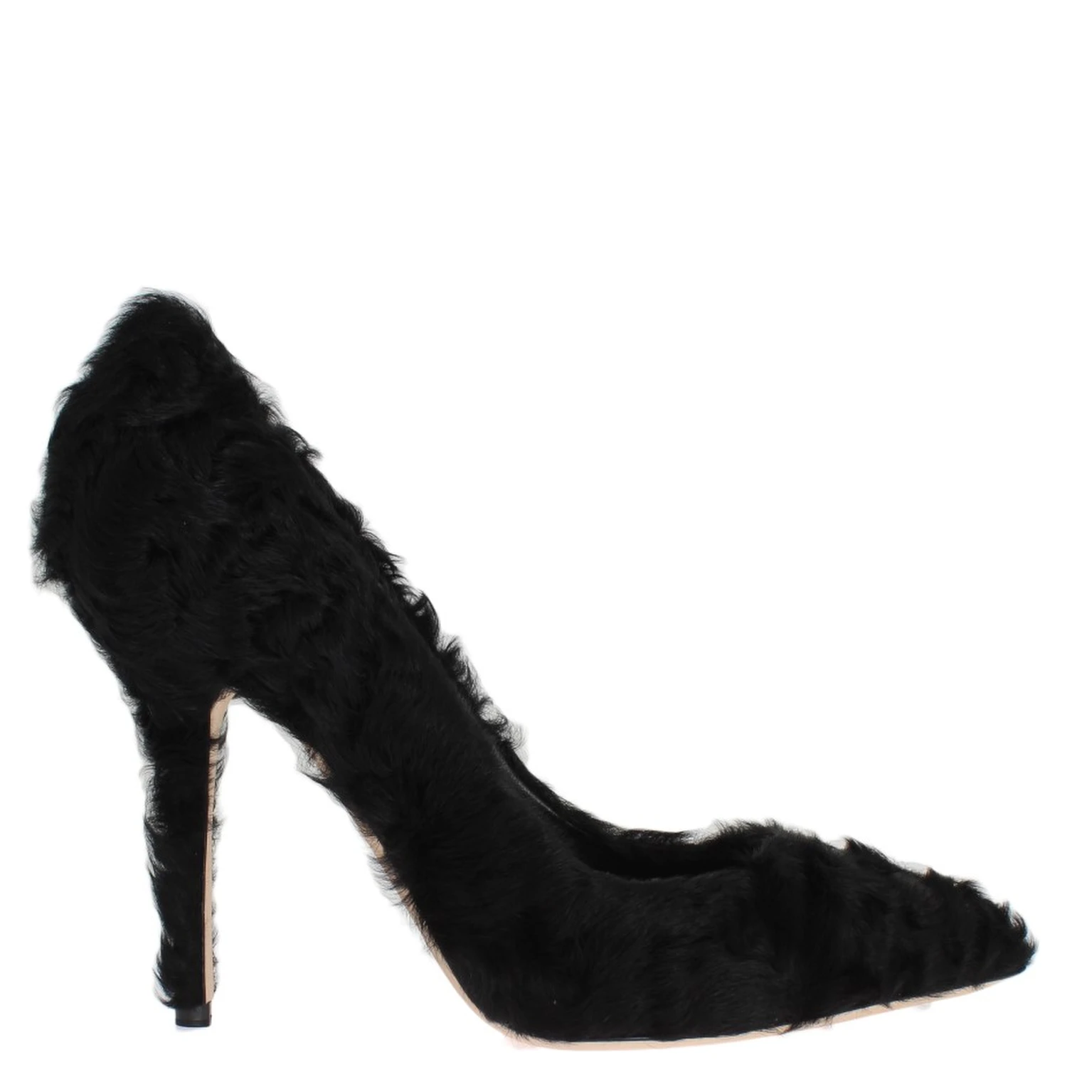 Black Xiangao Lamb Fur Leather Pumps