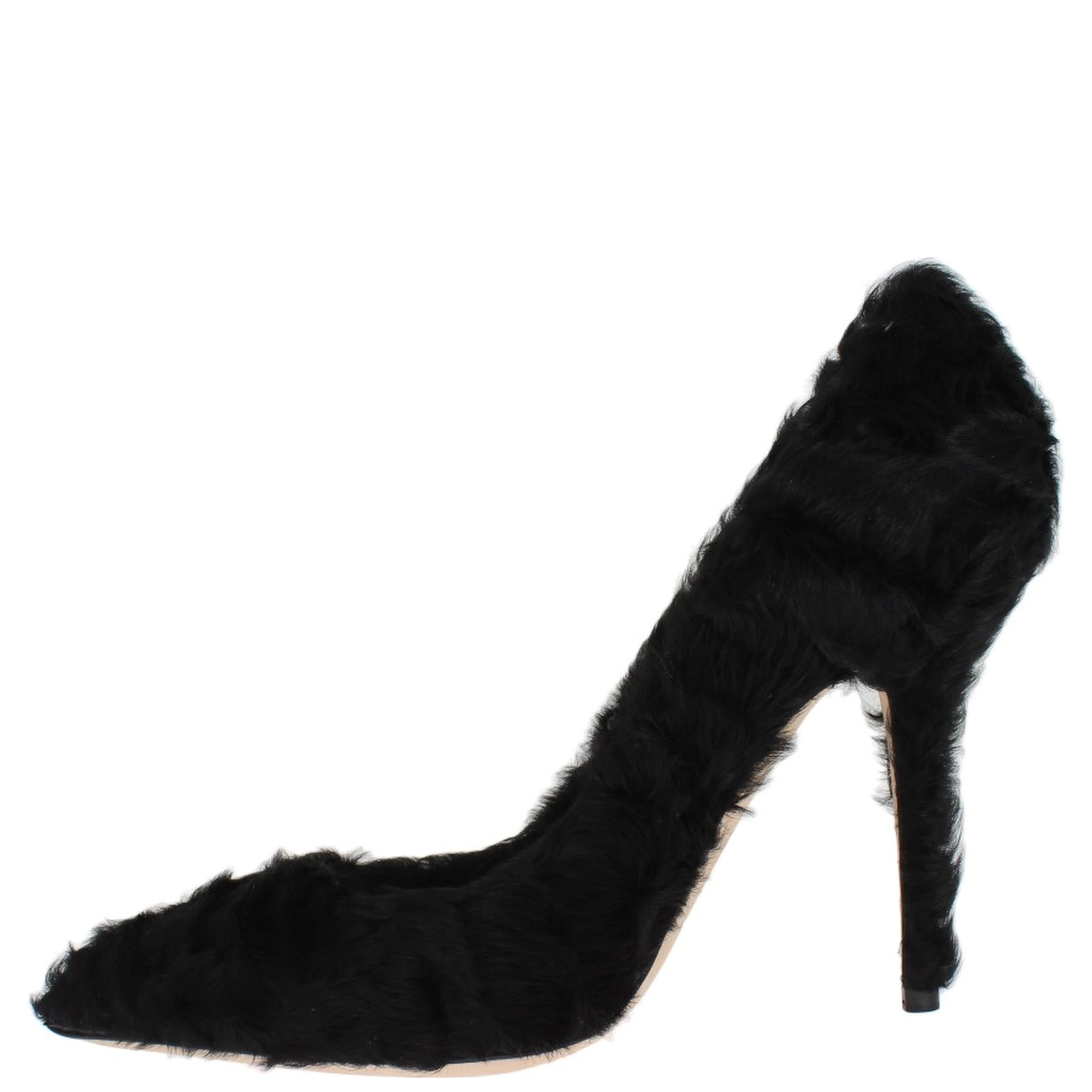 Black Xiangao Lamb Fur Leather Pumps