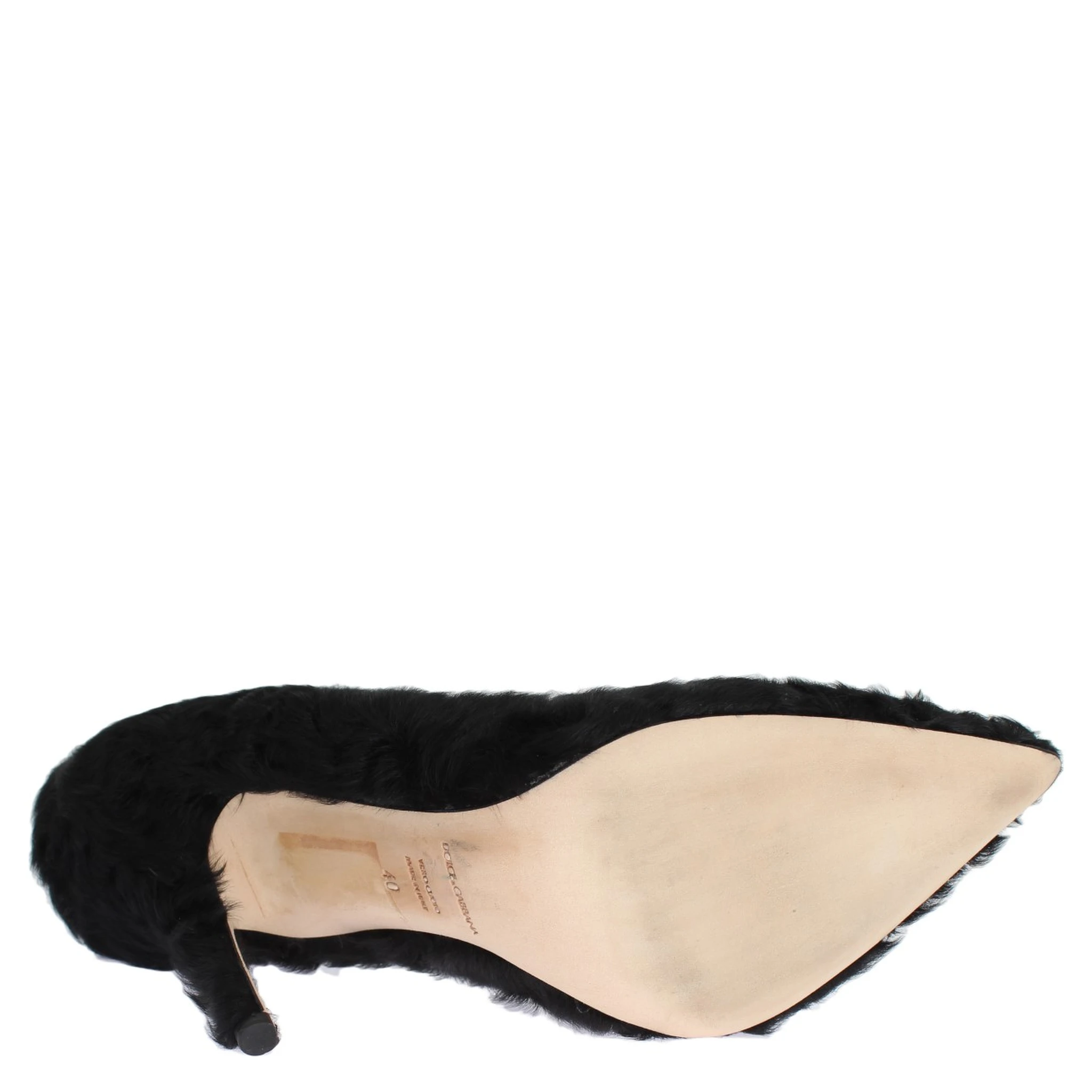 Black Xiangao Lamb Fur Leather Pumps