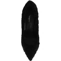 Black Xiangao Lamb Fur Leather Pumps