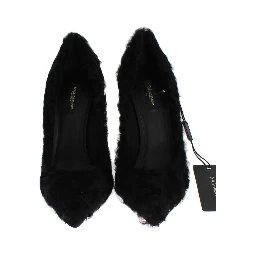 Black Xiangao Lamb Fur Leather Pumps