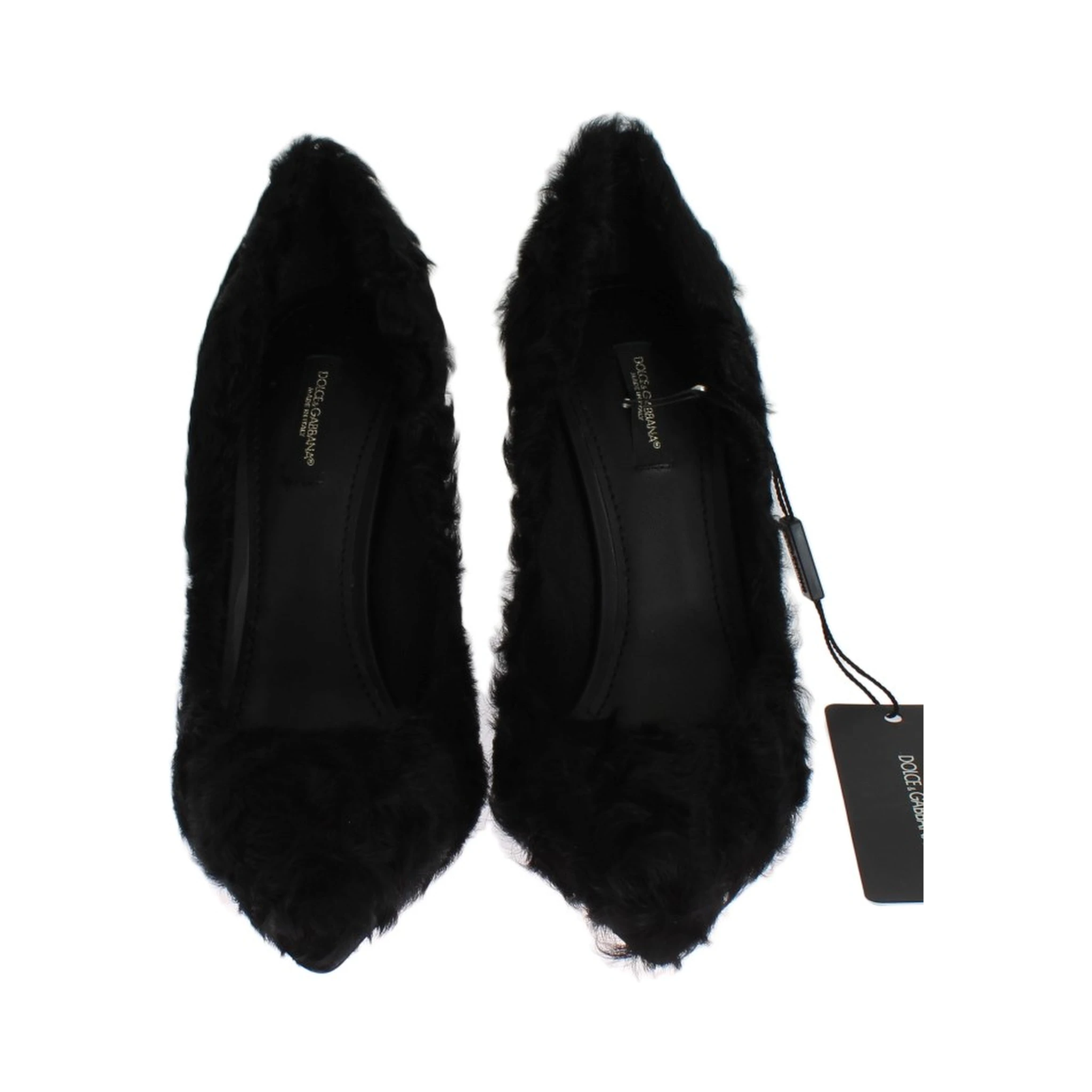 Black Xiangao Lamb Fur Leather Pumps