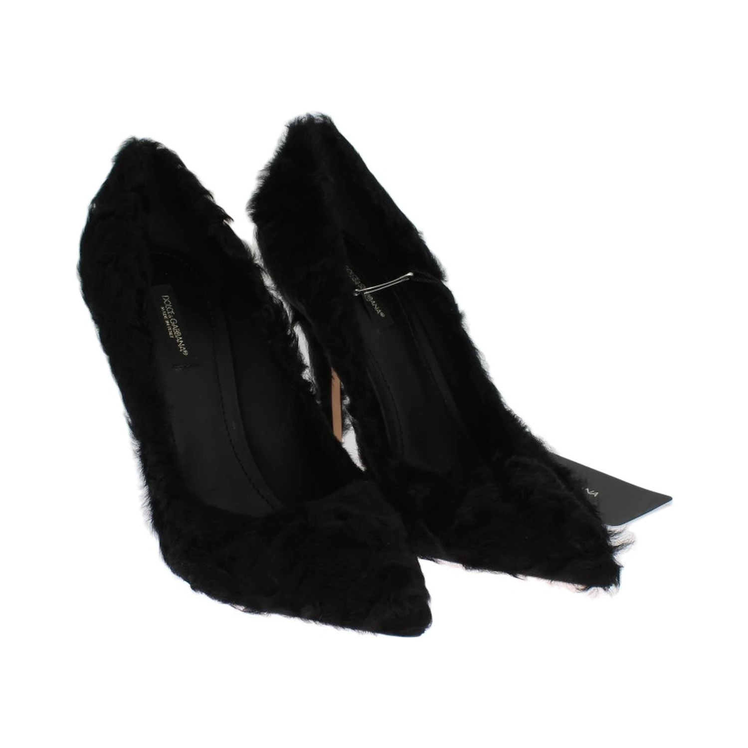 Black Xiangao Lamb Fur Leather Pumps